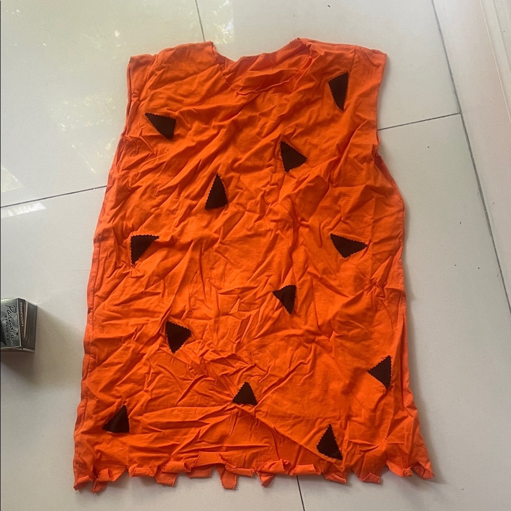 Orange Sleeveless Tunic with Black Triangle Accents halloween Fred flintstone